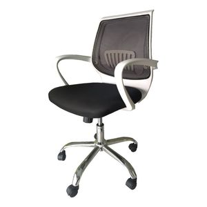 Silla Para Computacion Pc Oficina Tm Blanca Tapizado Negro