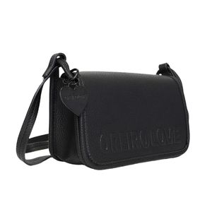 Cartera Negra de Mujer Oreiro Love Bandolera Cuero Pu 28275