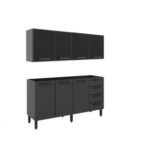 Combo De Cocina Bajo Mesada + Alacenas Bertolini Mod. Estilo 1.60 Gris