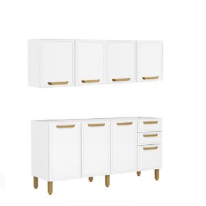 Combo De Cocina Bajo Mesada + Alacenas Bertolini Mod. Bella 1.60 Blanco
