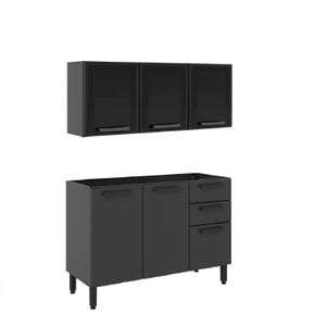 Combo De Cocina Bajo Mesada + Alacena Bertolini Mod. Estilo 1.20 Gris
