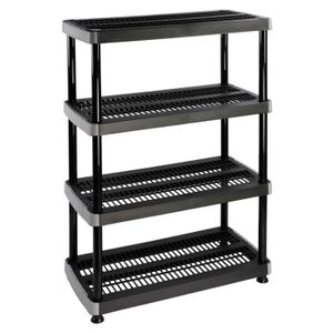Estantería de plástico negra con 4 estantes Rimax
