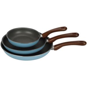 Set de 3 sartenes de aluminio celeste Just Home Collection