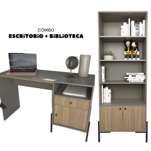 Escritorio 1.25m + Biblioteca 0.64m