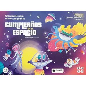 CUMPLEAÑOS EN EL ESPACIO DESCUBRE Y APRENDE LIBRO + 4 ROMPECABEZAS - Anonimo