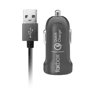 CARGADOR PARA AUTO FOXBOX WAY QC-CON CABLE USB/TIPO C