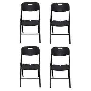 Set X4 Silla Plástica Plegable Camping Blow Molding Exterior Combo Color Madera
