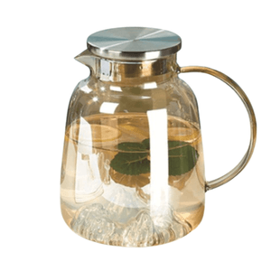 Jarra de Vidrio Ambar Agua Jugo con Tapa Acero y Asa 1.5 L