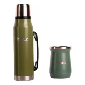 Kit Matero Holz Verde Mate Pampa y Termo Con Manija
