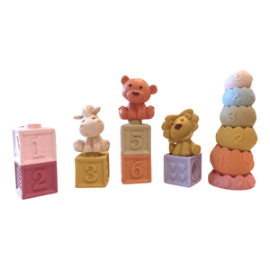 Set Apilable Con Cubos Torres Y Animalitos De Goma Color Pastel ZY1650560 Nikko