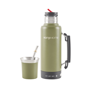 Termo Electrico De 1 Litro Kanji Verde c/Bombilla Dos en Uno