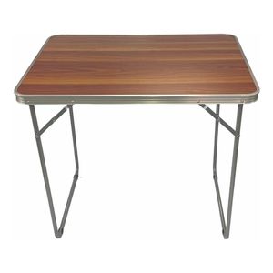 Mesa Camping Plegable Simil Madera Oscura Premium Aluminio 70x50 Rc