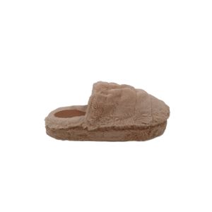Pantufla De Mujer Con Peluche Punta Cerrada Base De Goma Antideslizante