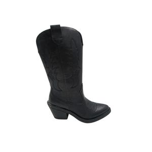 Bota De Mujer Texana De Cuero Ecológico Con Taco, Cómoda Y Liviana