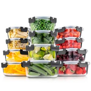 Set x12 Taper Contenedor Hermético De Vidrio Gadnic Apto Microondas Horno Freezer Heladera