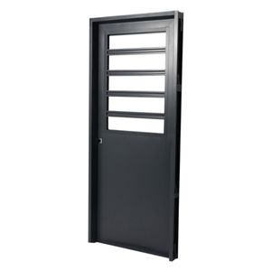 Puerta GRIS 3030 DERECHA Media Reja Horizontal LISA Postigo de Abrir Sin Herrajes 80x200