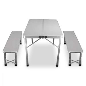 Spinit Mesa De Camping Aluminio Con Dos Bancos