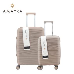 Set Valijas Carry On 20" Y Mediana 24" Taupe Amayra Rígida PP - Candado y Giro 360