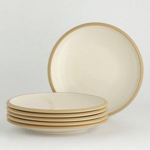 Platos Playos 6 Piezas Porcelana Hampshire Vajilla Beige