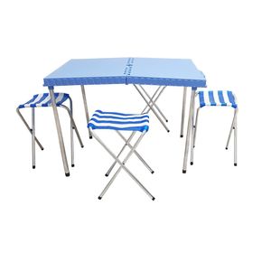 Mesa Plegable Camping Portátil 4 Banquitos Valija