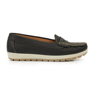 MOCASÍN PAMPA NEGRO MUJER CASUAL CUERO CONFORT