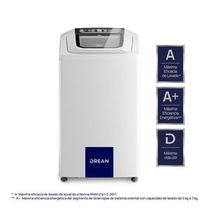LAVARROPAS DREAN CARGA SUPERIOR 6,5 KG, 800 RPM, FUZZY LOGIC, TAPA VIDRIO, BLANCO (CONCEPT NEO FUZZY
