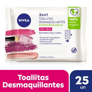 Toallitas Desmaquillantes 3 en 1 Para Piel Seca