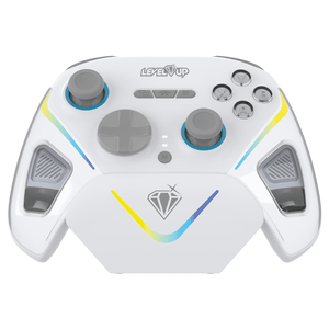 Joystick Gamer Level-Up Orus 3 en 1  con Dock de carga y Triple Conexión Blanco