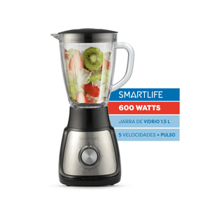 Licuadora Smartlife Jarra Vidro 1.5 L 600W 5 Vel SL-BL1055