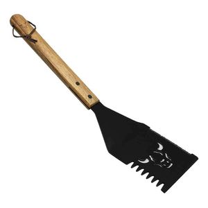 Espátula Bbq Wayu Acero Inoxidable Negro Ranurada 40cm