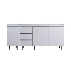 BAJO MESADA ARCO 1.80 M MELAMINA BLANCO ALUMINIO (140 + 40 CM)