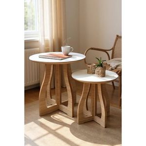 Mesas Flora – Combo Ratonas Doble Diseño. Blanco Roble