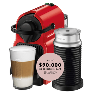Cafetera Nespresso Inissia Roja + Aeroccino A3C40-AR-RE-NE