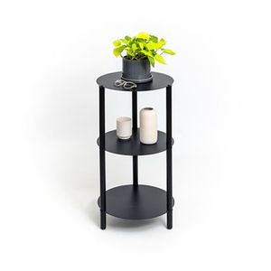 MESITA AUXILIAR 3 PISOS. 77cm x Ø40cm. Color Negro