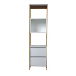 MODULO BIBLIOTECA CALABRIA 2 CAJONES HICKORY BLANCO