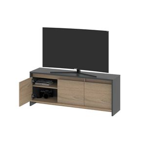 RACK MODERNO TV NIZA CON PUERTA 130 CM GRIS-ROBLE BARDOLINO