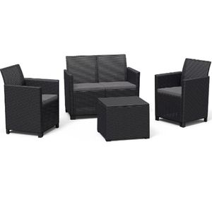 Set de Jardin Keter Emma 2 Sillas 1 Sillon 1 Mesa Graphite