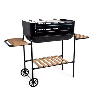 Parrilla A Carbón Móvil Ruedas Bandeja Lateral Mor Rodeio