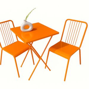 Set 2 Sillas Fanky + Mesa Plegable Cuadrada exterior bar chapa balcón patio