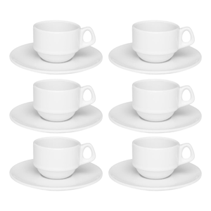 SET X 6 TAZAS DE TE 75CC CON PLATO PORCELANA GASTRONOMICA