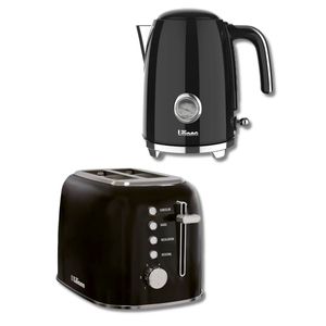 Pava electrica Liliana retrostyle negra 1.7L y Tostadora electrica Liliana negra