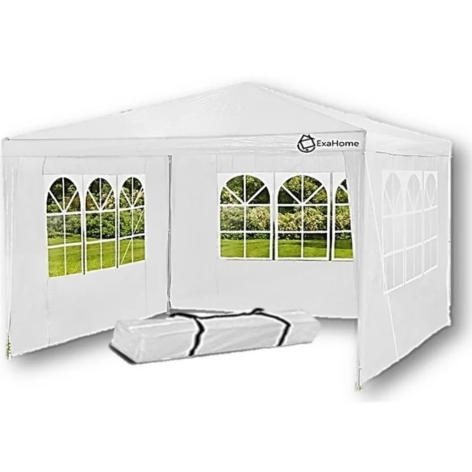 Gazebo Rafia 3x3 Raffia Puerta Con Cierre Ventanas + Bolso Blanco ...