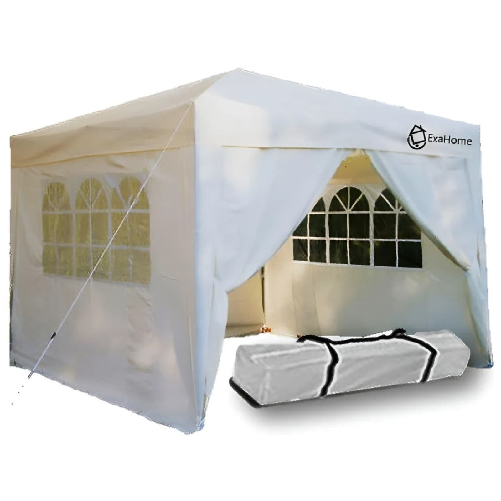 Gazebo Rafia 3x3 Raffia Puerta Con Cierre Ventanas + Bolso Blanco ...
