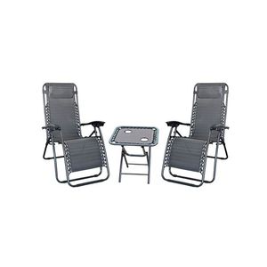 Set Reposera Gravedad Cero + Mesa Premium Home Negro