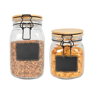 SET X2 FRASCOS HERMÉTICOS VIDRIO TAPA BAMBU CAROL