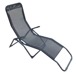 Reposera Plegable Glider Acero Negra Jardín Playa Pileta