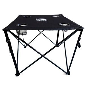 Mesa Plegable Camping con Porta Vasos Negra 59x59x52cm Acero