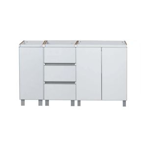 BAJOMESADA DE 130 CM 3 CAJONES 3 PUERTAS POTENZA BLANCO ALUMINIO