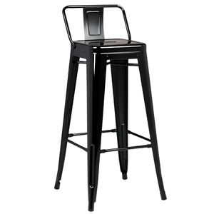 Banqueta Tolix Alta Con Respaldo Metal Brillante