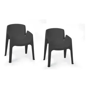 Silla Diseño Estilo Libre Apilable resistente Gris x 2